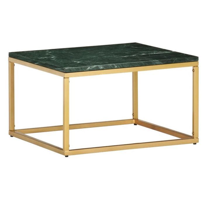 Table basse effet marbre vert et pieds métal doré Ynoa 60 cm - Photo n°1