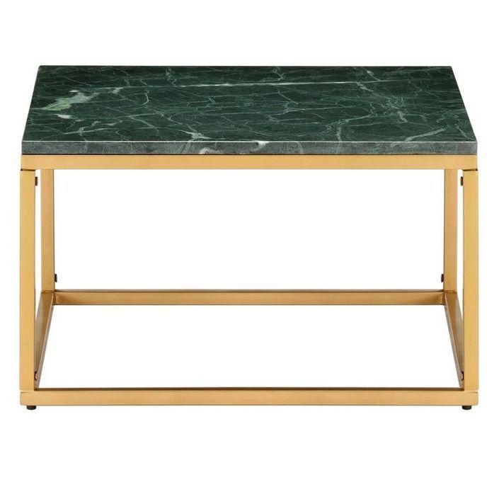 Table basse effet marbre vert et pieds métal doré Ynoa 60 cm - Photo n°2