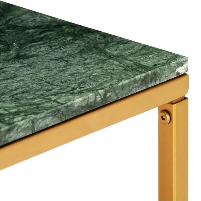 Table basse effet marbre vert et pieds métal doré Ynoa 60 cm - Photo n°3