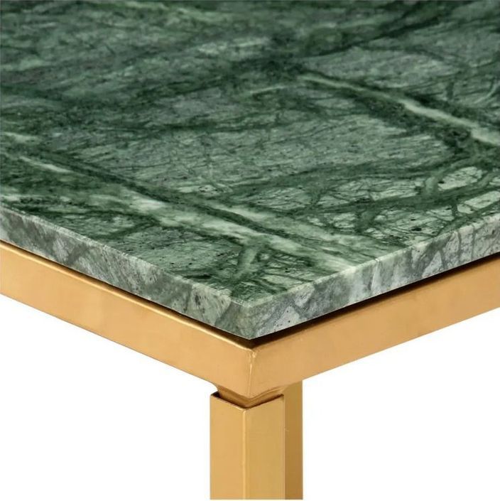 Table basse effet marbre vert et pieds métal doré Ynoa 60 cm - Photo n°4