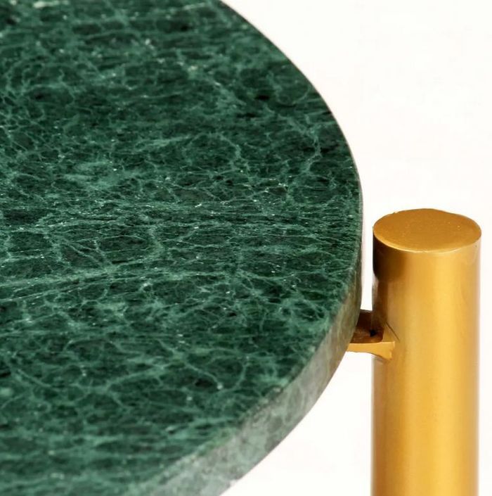 Table basse effet marbre vert et pieds métal doré Enyse D 60 cm - Photo n°4