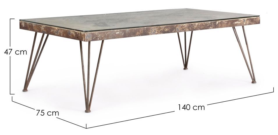 Table basse en acier et verre avec carte Altas L 140 cm - Photo n°3