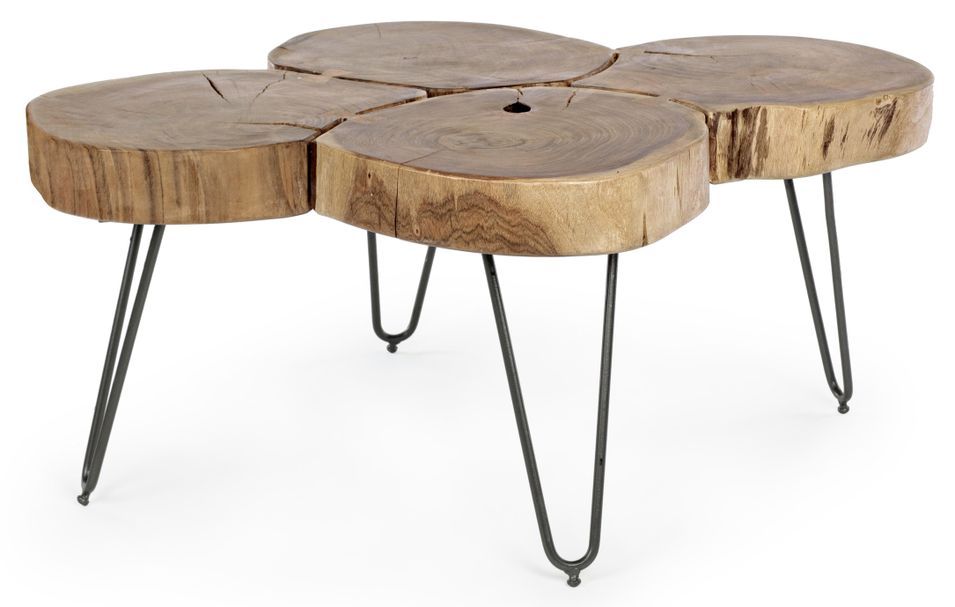 Table basse en bois d'acacia et pieds acier noir Tal L 90 cm - Photo n°1