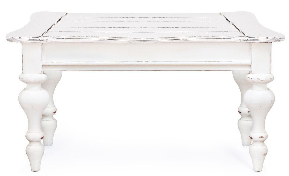 Table basse en bois de manguier blanc patiné Kolita 90 cm - Photo n°2