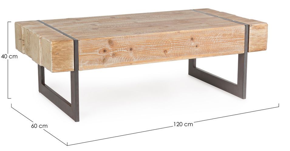 Table basse en bois de sapin et pieds acier noir Garty 120 cm - Photo n°4