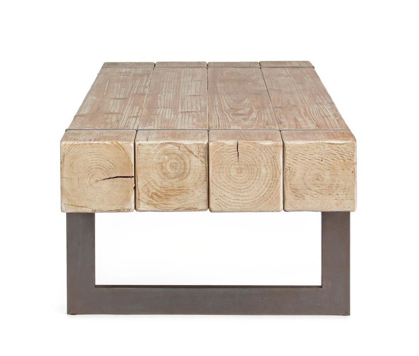 Table basse en bois de sapin et pieds acier noir Garty 120 cm - Photo n°3