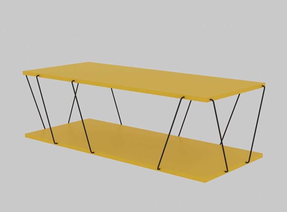 Table basse en bois jaune et métal noir Orlanda 120 cm - Photo n°2