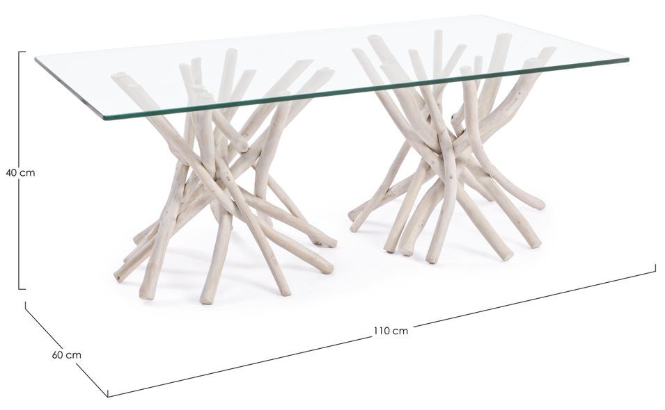Table basse en bois teck blanchit Sary L 90 cm - Photo n°3
