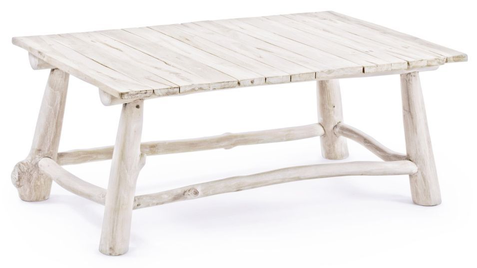 Table basse en bois teck blanchit Sary L 90 cm 2 - Photo n°1