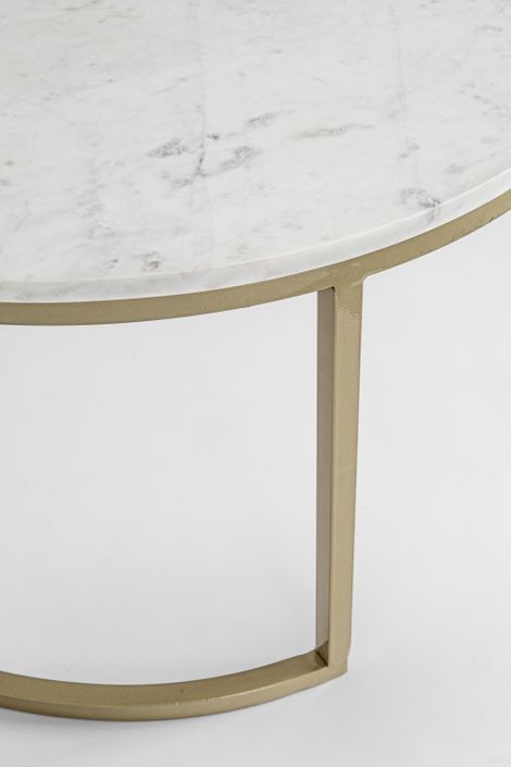 Table basse en marbre blanc et pieds acier doré Lary - Lot de 2 - Photo n°6