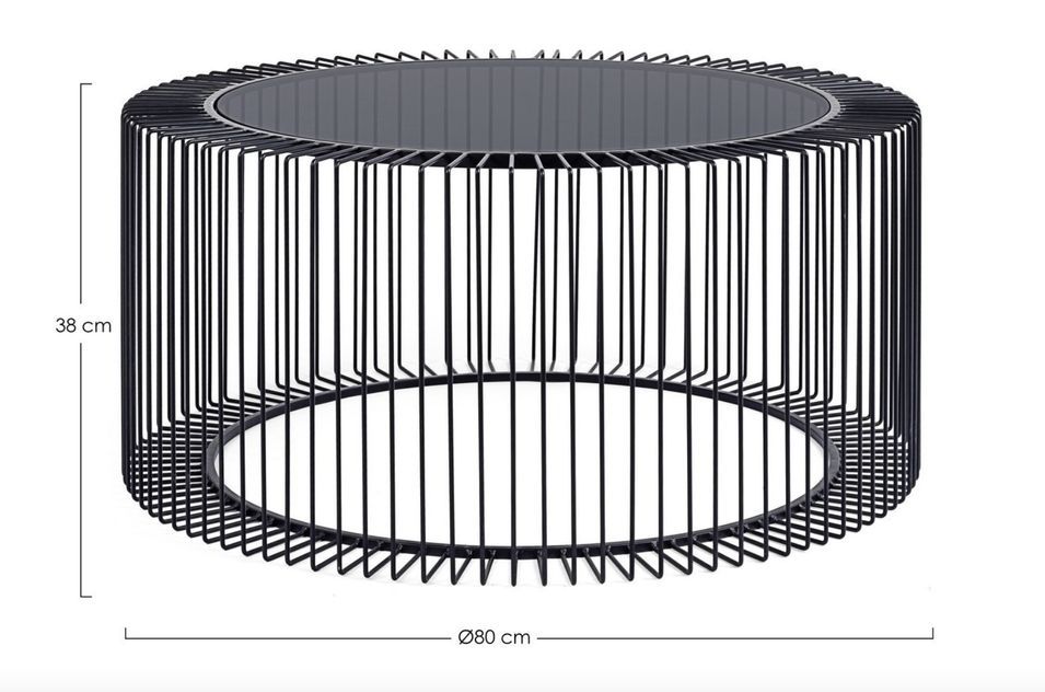 Table basse ronde design acier noir et verre trempé noir Kyrane 80 cm - Photo n°6