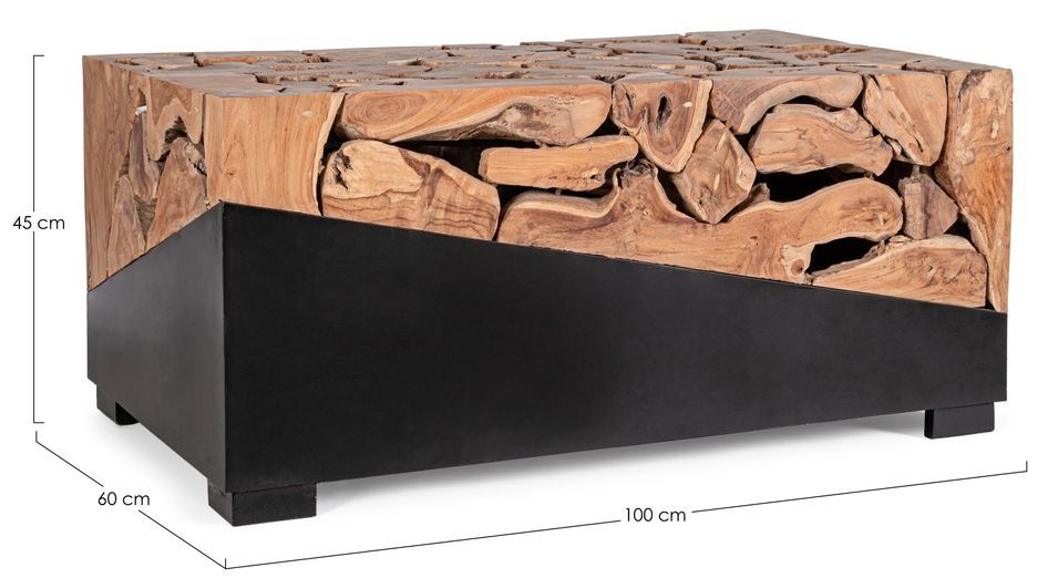 Table basse en racines de teck et acier noir Greka 100 cm - Photo n°5