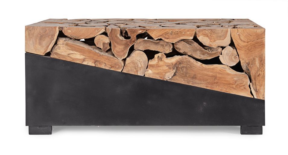 Table basse en racines de teck et acier noir Greka 100 cm - Photo n°6