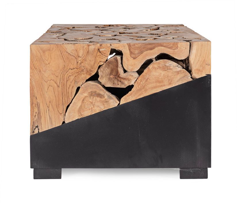 Table basse en racines de teck et acier noir Greka 100 cm - Photo n°7