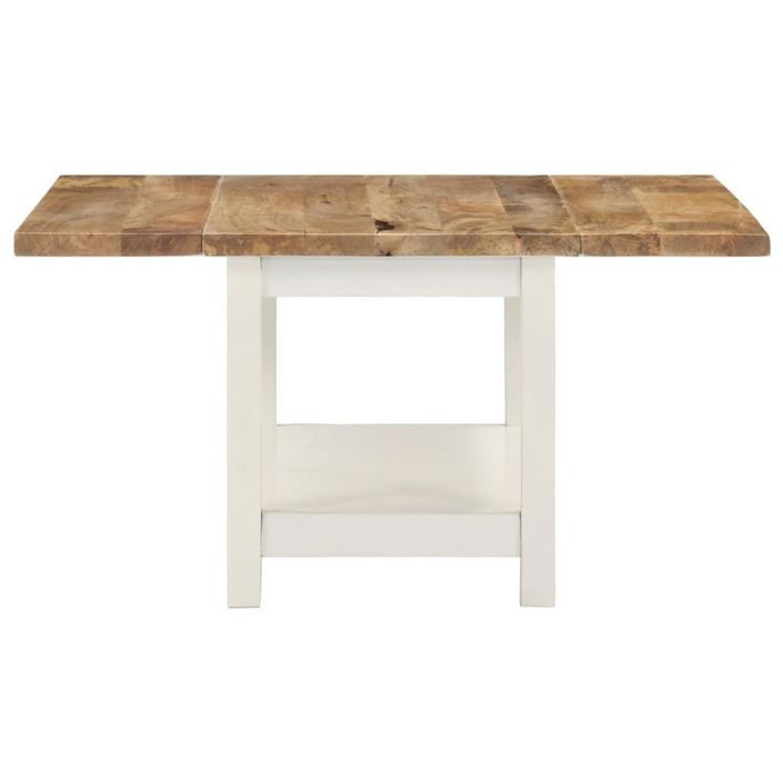 Table basse extensible manguier massif clair et blanc Adra 90 cm - Photo n°2