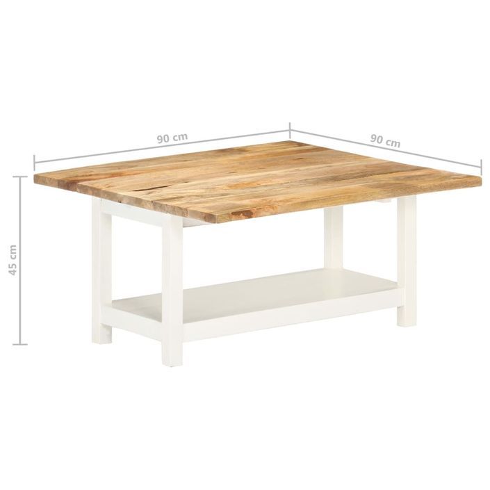 Table basse extensible manguier massif clair et blanc Adra 90 cm - Photo n°8