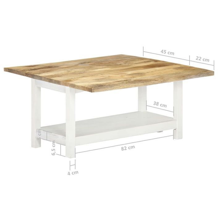 Table basse extensible manguier massif clair et blanc Adra 90 cm - Photo n°9