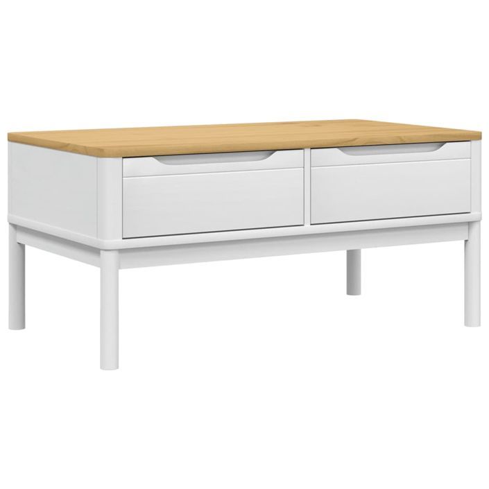 Table basse FLORO blanc 99x55,5x45 cm bois massif de pin - Photo n°1