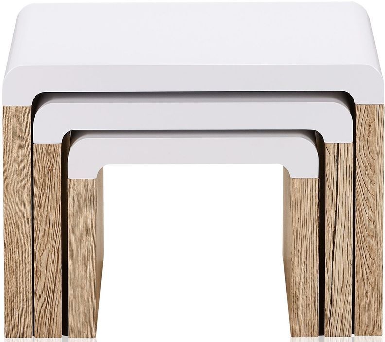 Table basse gigogne en bois blanc et naturel Sonia - Photo n°1