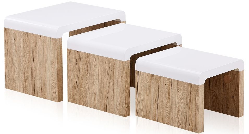 Table basse gigogne en bois blanc et naturel Sonia - Photo n°2