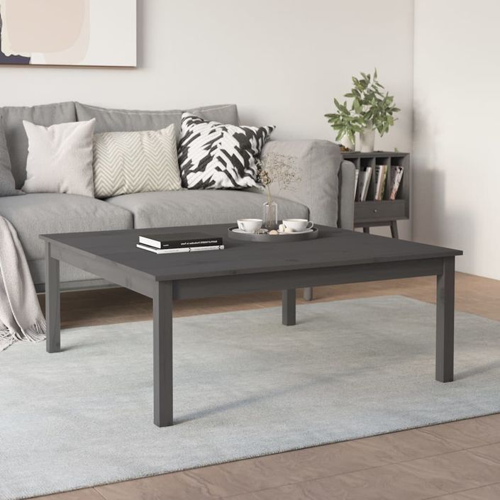 Table basse Gris 100x100x40 cm Bois massif de pin - Photo n°4