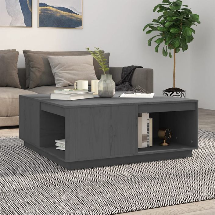 Table basse Gris 100x101x40,5 cm Bois massif de pin - Photo n°1