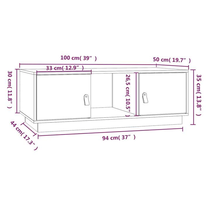 Table basse Gris 100x50x35 cm Bois massif de pin - Photo n°10