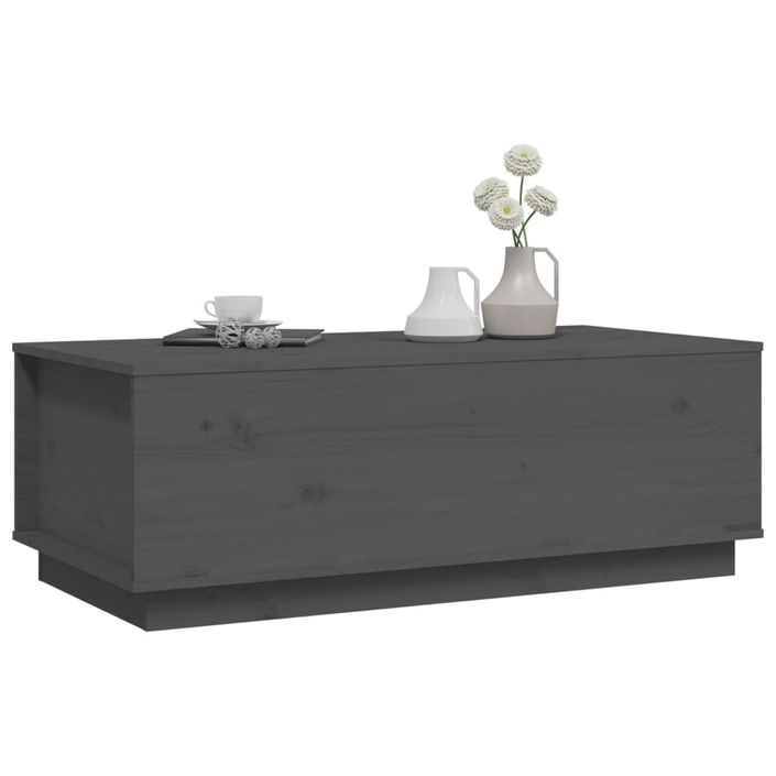 Table basse Gris 100x50x35 cm Bois massif de pin - Photo n°4