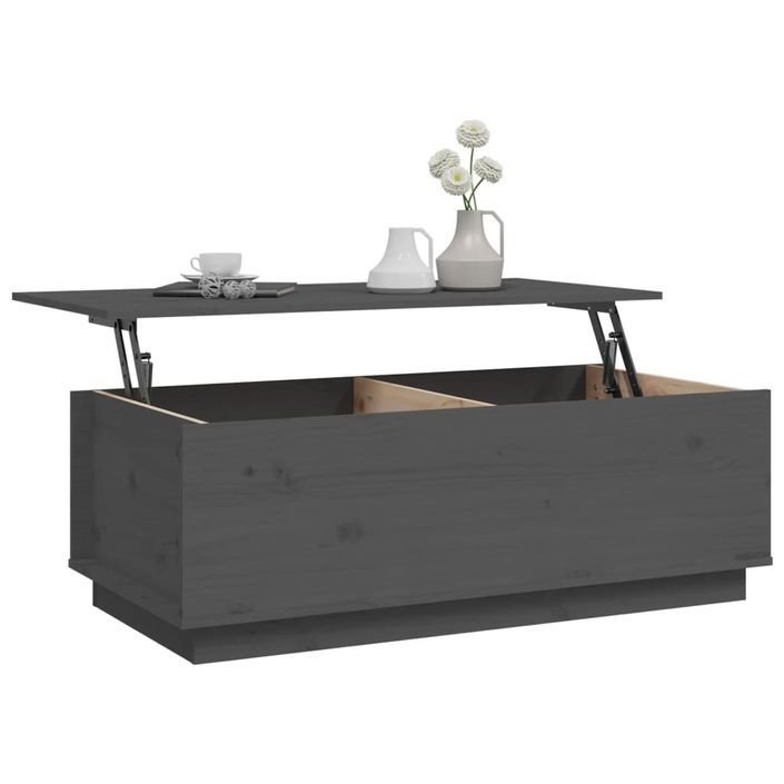 Table basse Gris 100x50x35 cm Bois massif de pin - Photo n°5