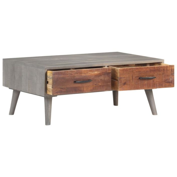 Table basse Gris 100x60x40 cm Bois massif de manguier brut - Photo n°2