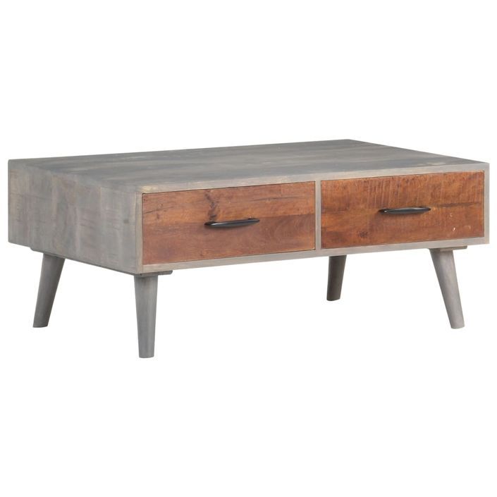 Table basse Gris 100x60x40 cm Bois massif de manguier brut - Photo n°7