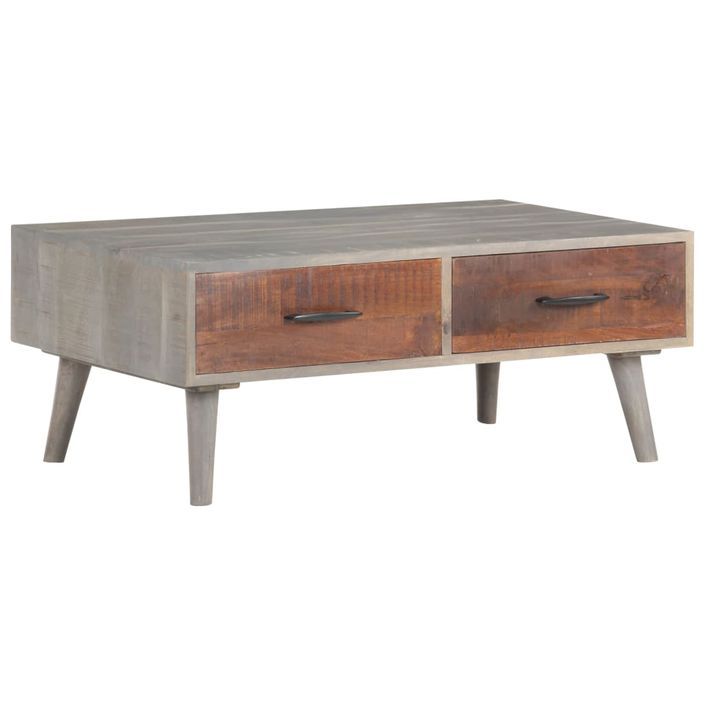 Table basse Gris 100x60x40 cm Bois massif de manguier brut - Photo n°9