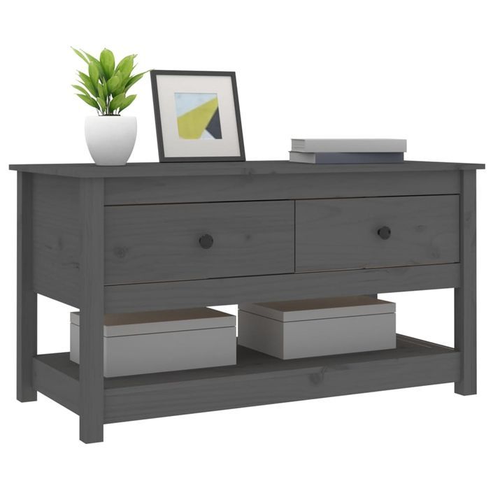 Table basse Gris 102x49x55 cm Bois massif de pin - Photo n°7