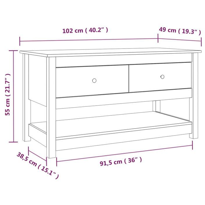 Table basse Gris 102x49x55 cm Bois massif de pin - Photo n°10