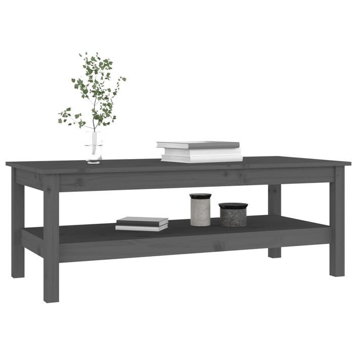 Table basse Gris 110x50x40 cm Bois massif de pin - Photo n°6