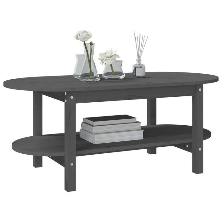 Table basse Gris 110x55x45 cm Bois massif de pin - Photo n°4