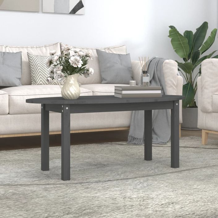 Table basse Gris 110x55x45 cm Bois massif de pin - Photo n°2