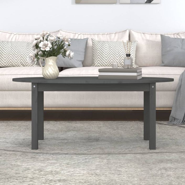 Table basse Gris 110x55x45 cm Bois massif de pin - Photo n°3