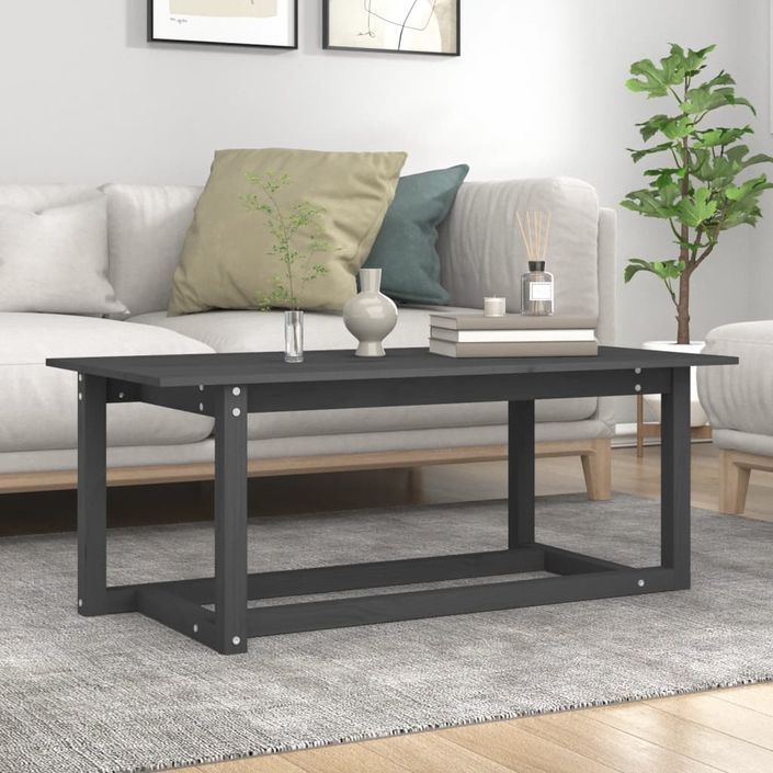 Table basse Gris 110x55x45 cm Bois massif de pin - Photo n°1