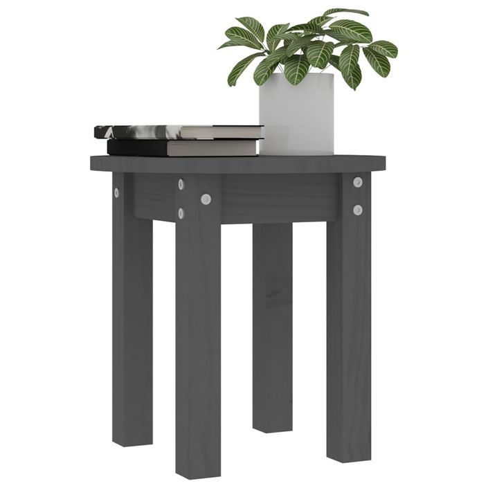 Table basse Gris Ø 35x35 cm Bois massif de pin - Photo n°4