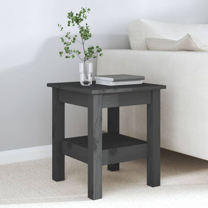 Table basse Gris 35x35x40 cm Bois massif de pin - Photo n°4