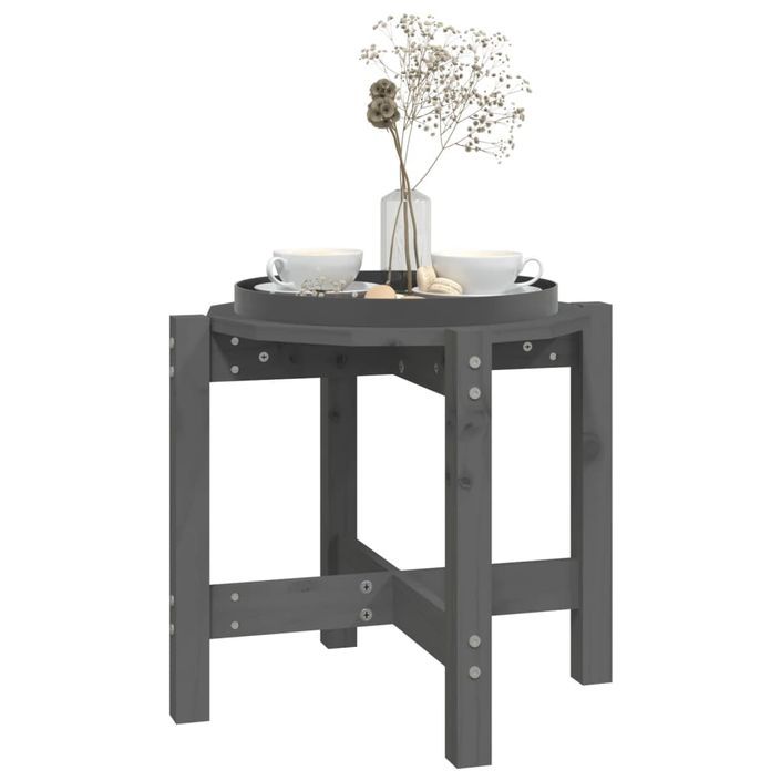 Table basse Gris Ø 52,5x45 cm Bois massif de pin - Photo n°4