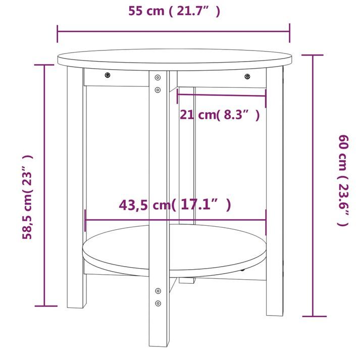 Table basse Gris Ø 55x60 cm Bois massif de pin - Photo n°8