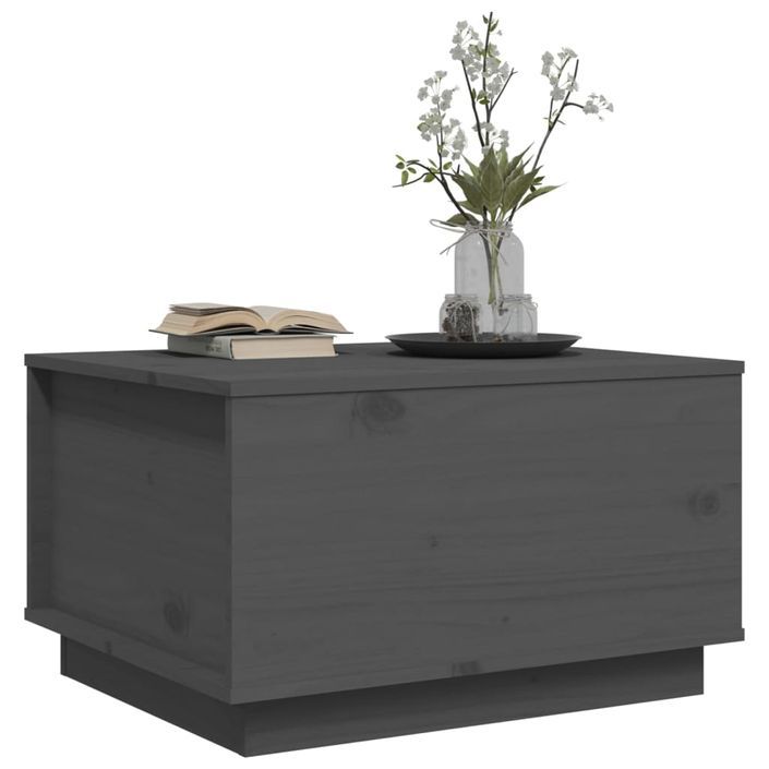 Table basse Gris 60x50x35 cm Bois massif de pin - Photo n°4