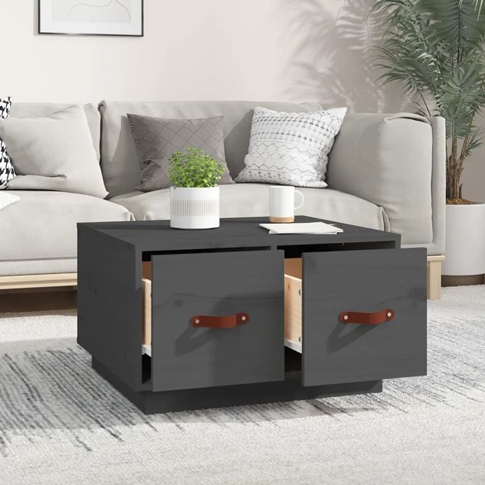 Table basse Gris 60x53x35 cm Bois massif de pin - Photo n°3