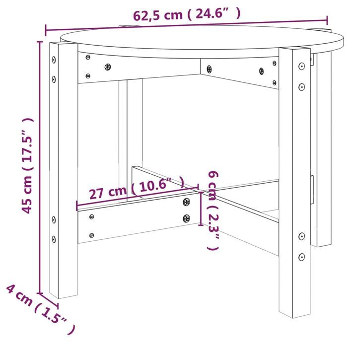 Table basse Gris Ø 62,5x45 cm Bois massif de pin - Photo n°8