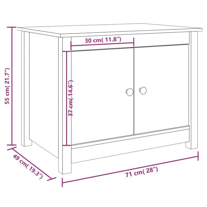 Table basse Gris 71x49x55 cm Bois massif de pin - Photo n°11