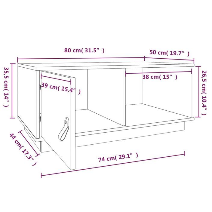 Table basse Gris 80x50x35,5 cm Bois massif de pin - Photo n°11