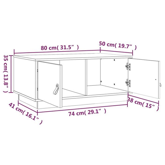 Table basse Gris 80x50x35 cm Bois massif de pin - Photo n°10