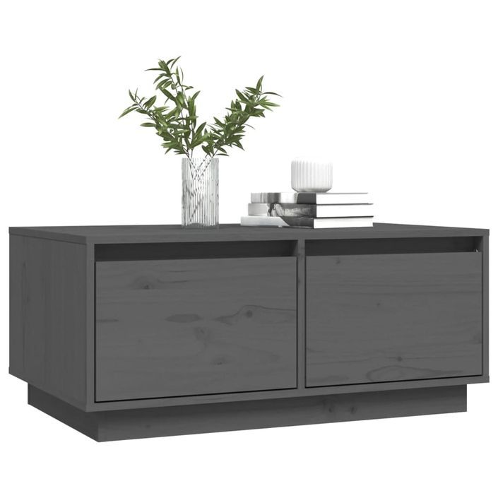 Table basse Gris 80x50x35 cm Bois massif de pin - Photo n°4